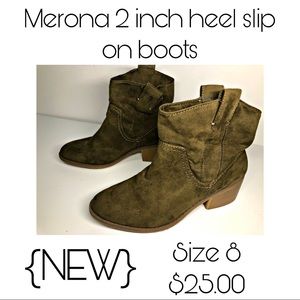 Merona Green Slip on Boots size 8